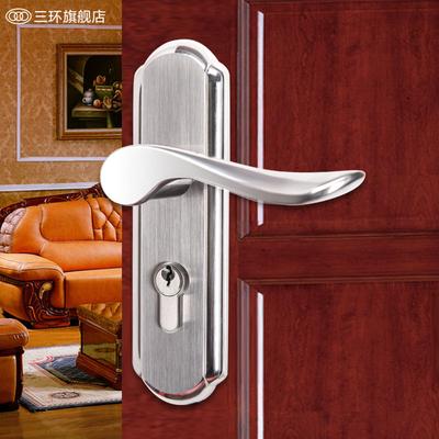 三环 通用型拉丝不锈钢锁室内门锌合金双锁舌 S183-1401SS锁具