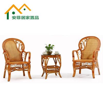 安菲居家置品 茶几椅子2椅子+茶几植物藤框架结构移动艺术成人新古典 藤椅