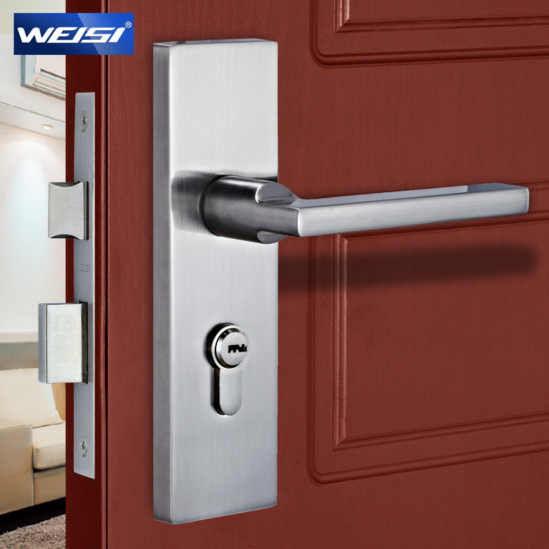 威士 通用型拉丝不锈钢锁室内门锌包铜双锁舌 WS-CX-V1105锁具