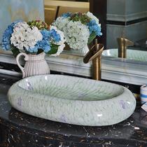陶瓷单孔 绿木纹洗手盆