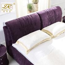 紫色原版木植绒组装式架子床绒质方形简约现代 床