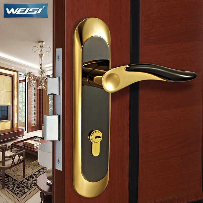 威士 通用型钢间光钢间金枪间金锁室内门锁大门锌包铜双锁舌 锁具
