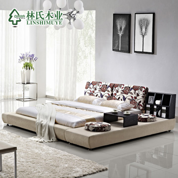 林氏木业 植绒组装式架子R35.床棉方形简约现代 床