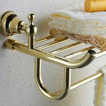 金色铜质铜色双层 置物架浴巾架