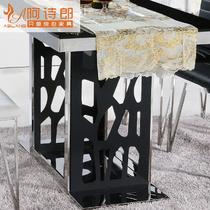 金属组装不锈钢玻璃支架结构拆装长方形简约现代 餐桌
