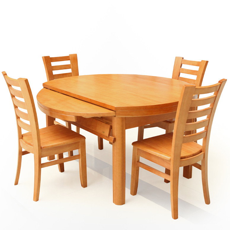 春巢家居 組裝支架結構橡膠木圓形簡約現代 木軌餐桌餐桌