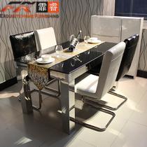 金属不锈钢玻璃框架结构长方形简约现代 餐桌