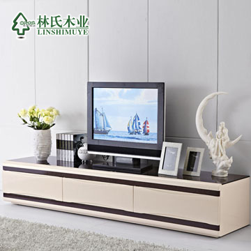 林氏木业 杏色人造板密度板/纤维板储藏成人简约现代 电视柜