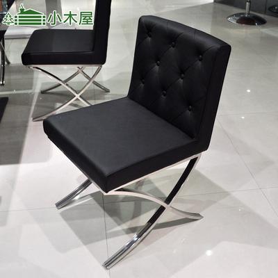 Xiao Mu Wu 黑色白色金属软面钢皮革多功能成人简约现代 餐椅