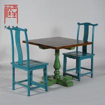 桌椅五件套桌子榆木新古典 麻将桌