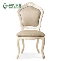 仿古白（2张椅子）布橡胶木成人欧式 餐椅