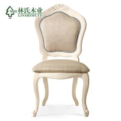 林氏木业 仿古白（2张椅子）布橡胶木成人欧式 餐椅