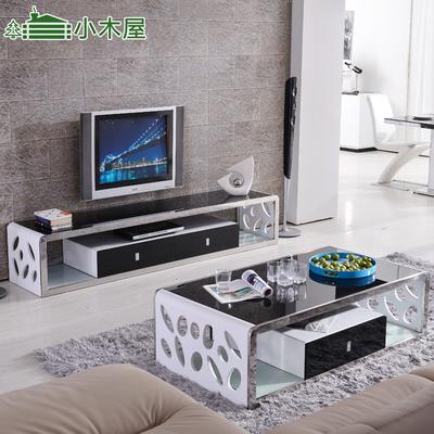 Xiao Mu Wu 金属烤漆不锈钢玻璃框架结构储藏成人简约现代 电视柜
