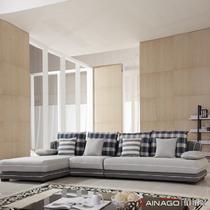 组合L形木质工艺橡胶木麻海绵简约现代 沙发