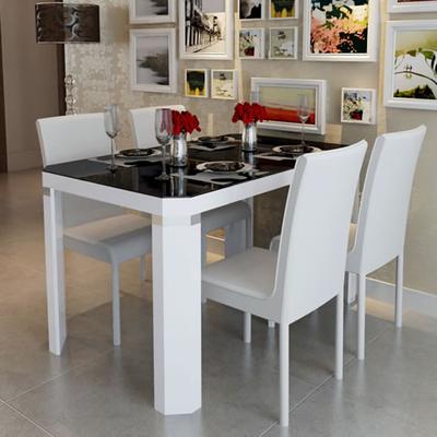 JUSTHERE 人造板组装密度板/纤维板玻璃支架结构长方形简约现代 餐桌