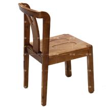 红檀色柚木色橡胶木成人现代中式 餐椅