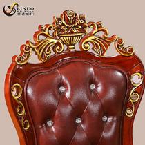 酒红色浮雕实木皮饰面橡木移动成人欧式 B077餐椅