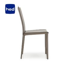 灰色（请拍双数）金属漆光铁合金皮革成人简约现代 餐椅