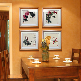 橙舍 平面有框单幅价格全幅四联价格植物花卉原作版画 装饰画