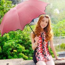 茉莉紫粉红色湖蓝色手动黑胶布晴雨伞四折伞成人 遮阳伞