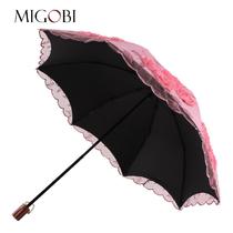 粉红色浅黄色黑胶手动聚酯纤维遮阳伞二折伞成人 遮阳伞