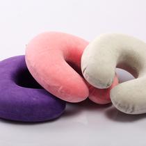 紫色粉红色浅灰色棉布记忆棉U型 枕头护颈枕