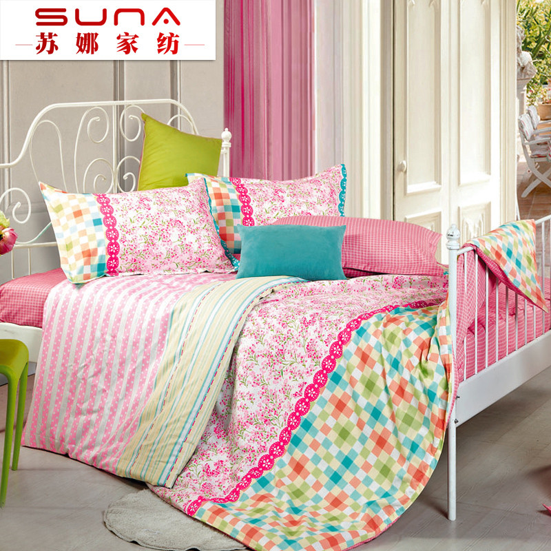 苏娜国际 活性印花简约现代条纹床单式简约风 床品件套四件套