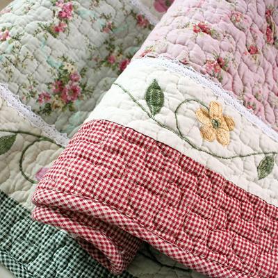 布公主 绿色绣花垫红色绣花垫布卧室植物花卉机器织造 地垫
