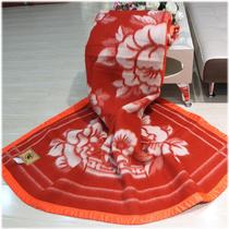 紫红墨绿大红桔红2%-3%羊毛羊绒毯优等品春秋植物花卉 毛毯