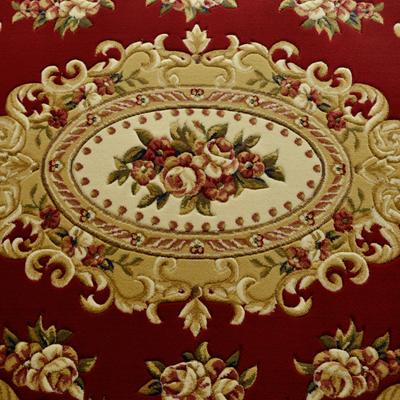 龙禧 酒红色混纺欧式植物花卉长方形欧美机器织造 地毯