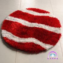 酒红色大红色90厘米直径圆化纤简约现代涤纶条纹圆形日韩机器织造 地毯
