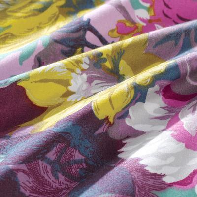 富安娜 紫色欧式贡缎植物花卉床单式欧美风 床品件套四件套
