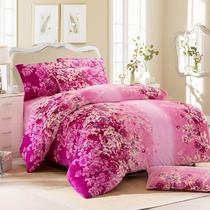 法兰绒所有人群四件套床单式欧洲风格活性印花 春暖花开床品件套四件套