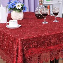 红色米色布植物花卉欧式 桌布