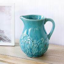 蓝色陶瓷台面花瓶中号美式乡村 花瓶