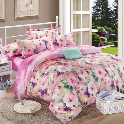 巢居良品 全棉全部人群四件套床单式欧洲风格活性印花 H60LS1床品件套四件套