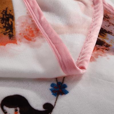 缦尚 5%珊瑚绒毯夏季植物花卉简约现代 毛毯