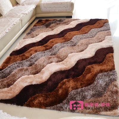 新家喜 褐色深灰色蚕丝可手洗明清古典条纹长方形欧美手工织造 地毯