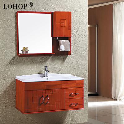 LOHOP 橡胶木一体陶瓷盆E0级欧式 6512浴室柜