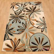 花化纤田园腈纶叶子长方形日韩手工织造 地毯