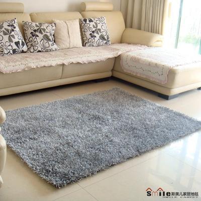 斯美儿 银灰色蚕丝可手洗简约现代纯色长方形日韩机器织造 地毯