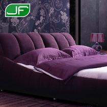 木植绒组装式架子B636-B床绒质方形简约现代 床