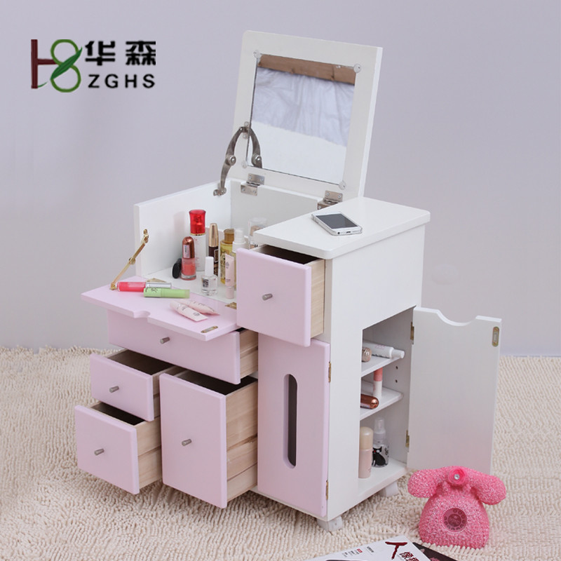 Zghs 粉红色白色整装烤漆箱框结构泡桐木移动艺术成人日式 梳妆台