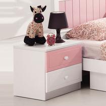 哑光粉红哑光绿密度板/纤维板框架结构储藏儿童韩式 床头柜