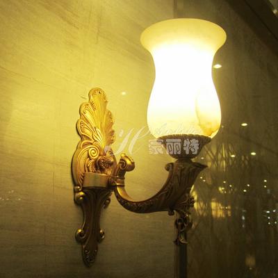 豪丽特灯饰 云石铜欧式雕刻白炽灯节能灯LED H8206-1L壁灯