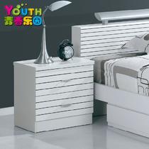 哑光白色人造板密度板/纤维板框架结构储藏儿童 床头柜