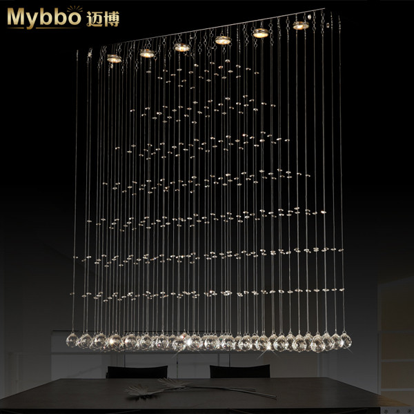 迈博 水晶不锈钢简约现代电动冲孔卤钨灯LED X204吊灯