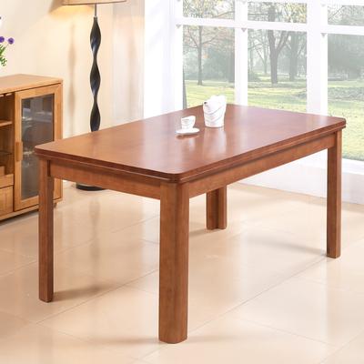 Aiska 爱上家 组装支架结构橡胶木移动抽象图案长方形现代中式 餐桌