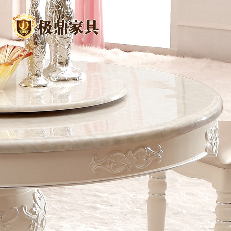 jD 极鼎家具 大理石组装曲木结构移动圆形欧式 餐桌