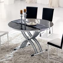 金属折叠整装铁合金玻璃支架结构升降圆形简约现代 餐桌